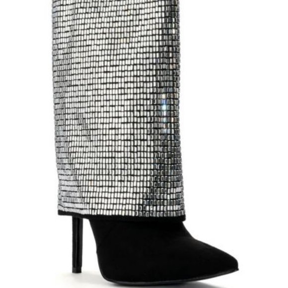 Disco ball glam Azaela Wang  Black Heeled Boots - Picture 4 of 7